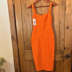 Orange Bodycon Dress Size S NWT